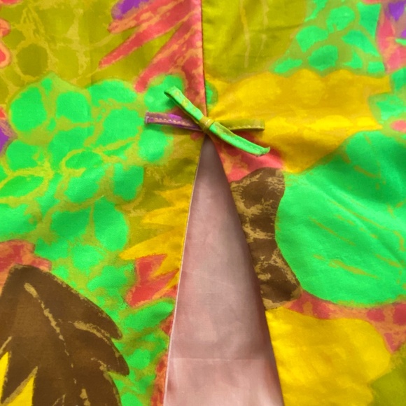 Vintage 60s 70s Maxi Dress Tiki Tropical Floral Cotton Orange Retro Mod M 8 10 - Picture 9 of 14